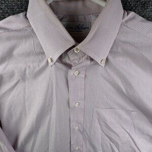 Ben Silver Charleston Shirt Long Sleeve Button Up Red Blue Check 15.5 33 Men